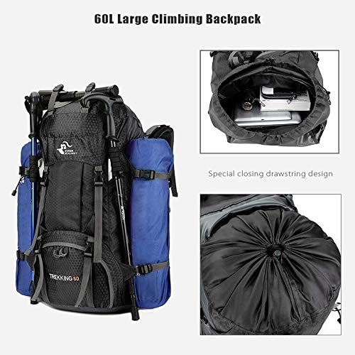 BSEASH 60L водоотпорен ранец за пешачење со лесен пат со покривка од дожд, дневен пакет на отворено спорт за качување на турнеја со кампување во кампување
