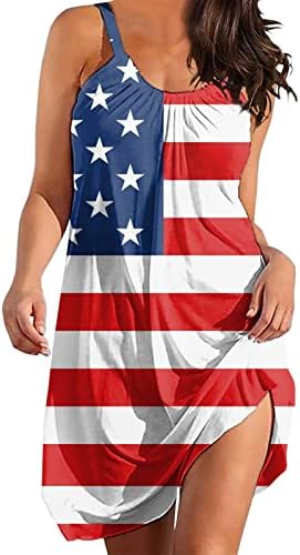 МИАШУИ Лесен Летен Фустан Денот На Независноста За Жени Плус Големина Мода Американски 4 од јули Елегантен О Вратот Тексас