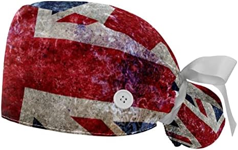 2 парчиња прилагодливо работно капаче за жени со копчиња и џемпери со една големина гроздобер британско знаме на Велика Британија