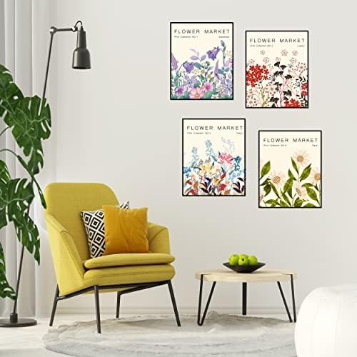 Постери за постер за цвеќиња Луодродуо сет од 6 цветни wallидни уметности Естетски цвеќарник Ботаничко растително уметничко дело wallидно