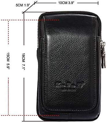 Хебетаг Мал кожен појас торба Телефонски паричник чанта за мажи јамка футрола куќиште пакет пакет за патувања на месинџер крст -торбичка со кука