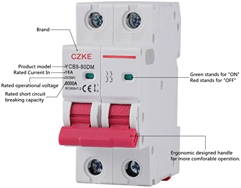 SJSW YCB9-80DM 2P DC MCB 6KA 500V Мини Прекинувач 16a 20A 25A 32A 40A 50A DC MCB ЗА PV Систем