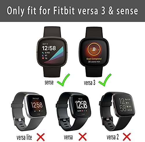 Случај за заштита на екранот Компатибилен со Fitbit Versa 3 Bling Two Color Double Row Rhinestone Hard PC заштитна кутија со