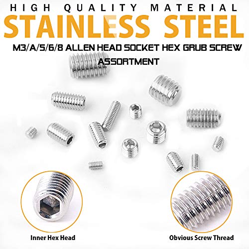 300pcs M2.5/M3/M4/M5/M6/M8 Hex Allen Head Socket Set Set Set Set + 390PCS 4-40 до 3/8 -16 SAE HEX ALLEN HEAD SOCKET SET SHING SHUCK SCREB