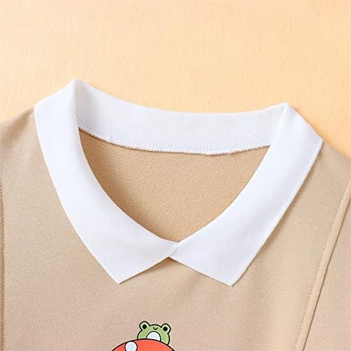 Gliglittr Девојче девојче Каваи, жаба, џемпер, симпатична графичка кошула од печурки естетска преголема пулверска врвови со долги ракави