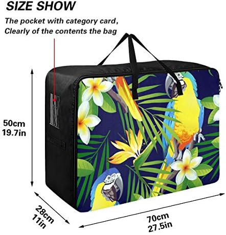 Торба за Складирање Облека Од емеливор Под Креветот За Јорган - Тропски Птици Со Голем Капацитет Шарени Цвеќиња Организатори Торба Со