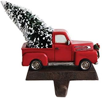 Креативна ко-оп-смола гроздобер црвен пикап камион што носи држач за порибување на дрвја