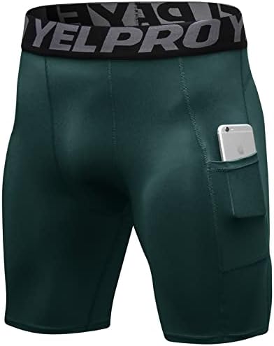 Компресија шорцеви мажи 3 пакувања, суво вклопување компресија долна облека спандекс што работи шорцеви за масти тренингот атлетски краток џеб