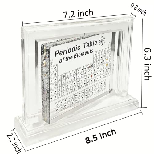 Периодична табела со вистински елементи внатре, акрилна периодична табела со 360 ° ротирачка акрилна рамка, богата со вистински 83 елементи, 8,5 x6.3 x2.2 , одличен подарок