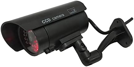 Yuarisx Dummy Security Camera Bullet Fake CCTV System System Надворешно на отворено со реални симулирани LED диоди трепкачки светла и предупредувачки налепници за налепници