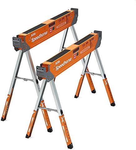 Бора Портамат - PM -8000 Miter Saw Stand Work Station | Врвна работна површина за мобилна табела за тркалање | Портокалова и сива