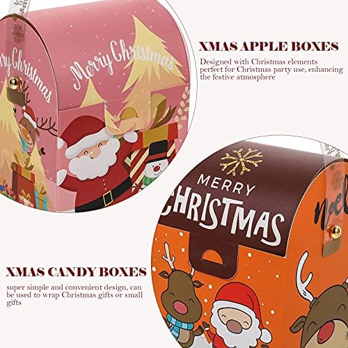 Кесјоо 12 парчиња Божиќни Кутии За Бонбони Божиќни Подароци Божиќни Кутии За Пакување Божиќни Кутии За Јаболка За Пакување Божиќ За Божиќен Декор
