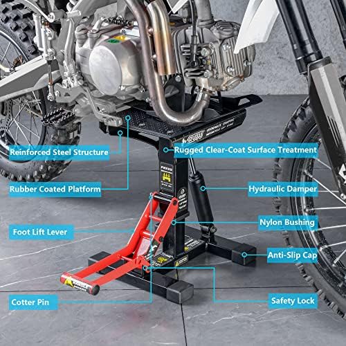 Стенд за лифт за хидраулични мотоцикли Rutu - Тешка челик за одржување на челикот, приклучок за велосипед за нечистотија, мотор