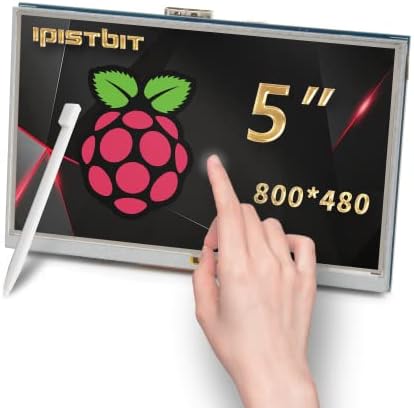 Ipistbit Raspberry Pi Monitor Ecreen Ecreen 5 инчен HDMI екран на екранот 800x480 компатибилен со Raspberry Pi 4 3B+ 3B 2B BB Black