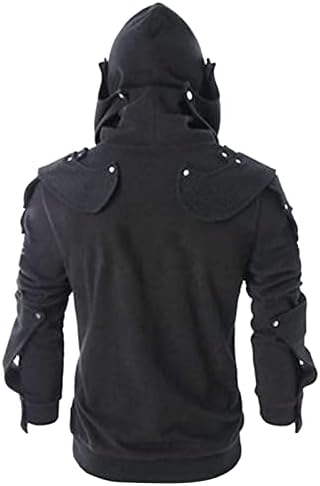 Менс панк -маска маска со качулка, качулка, дуксери, техники, сајберпанк улична облека тактичка џемпер