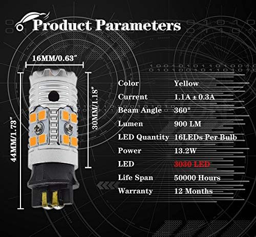 PWY24W LED Светилки Ruiandsion Canbus Грешка Слободен 9-24V Исклучително Светла Килибар/Жолта 3030 16smd Замена За Предните Трепкачи