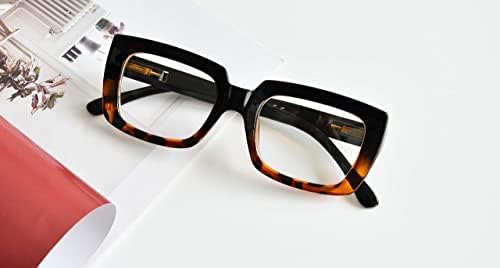 Очила За Очи Стилски Очила За Читање Жени - Преголеми Квадратни Читатели Црна/Желка +1.50