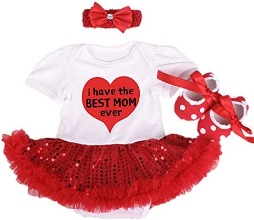 Облека за облека за кукли за бебиња за 20-23 инчи преродени новородени бебиња што одговараат на облеката за глава, мама црвено срце Туту фустан чевли со три парчиња се