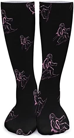 Плевелкејат Бигфут Носејќи Розови Фламинго Дебели Чорапи Новина Смешно Печатење Графички Секојдневни Чорапи Со Топла Средна Цевка