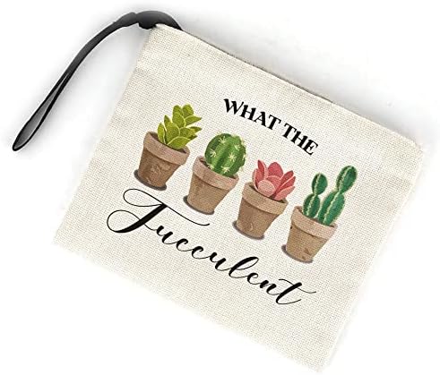 Jztco сукулентен растителен кактус подароци за жени, дома сладок дом, смешна лисја за шминка торбички патент торбичка торба тоалети