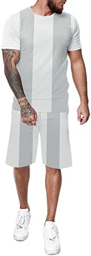 Активни тренерки за машка лежерна песна за кратки ракави од кратки ракави одговараат на 2 парчиња маица и шорцеви поставени шорцеви