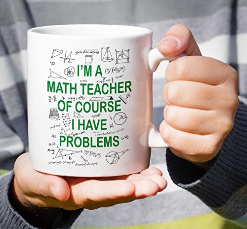 Смешна кригла Retreez - Јас сум наставник по математика, секако, имам проблеми со 11 мл керамички чаши за кафе - смешни, саркастични, мотивациони, инспиративни роденденск