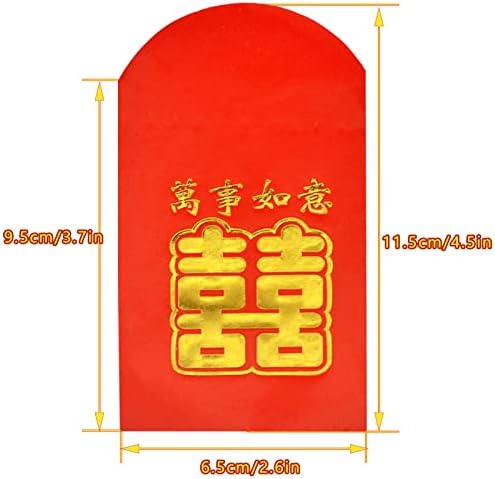 Фенгшуибринглук 100 ПАРЧИЊА Кинески Класични Црвени Пликови Хонгбао - Пликови За Подароци За Среќни Пари Црвен Пакет За Нова Година, Роденден,