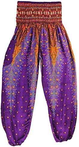 Angongnywell со висока половината јога харем панталони за жени Бохо хипи -боемски панталони за комбинезори за комбинезон на плажа
