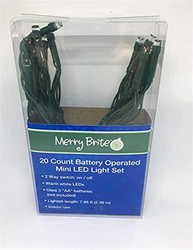 LED светло поставена со батерии 20 LED диоди 8 стапки зелена жица