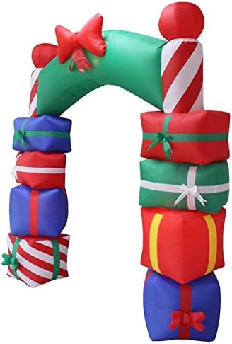 Два божиќни украси за украси, вклучуваат 8 стапала високи надуени шарени кутии за подароци, и 9 нозе долги на надувување на ирваси на пингвин