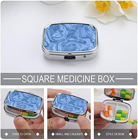 Пилула кутија сина мермерна текстура со плоштад во форма на таблета за таблети, преносен пилум за витамин контејнер Организатор на