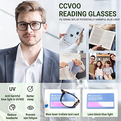CCVOO сина светлина блокирајќи ги очилата за читање, анти -главоболка/сјај/чистачи на затегнување на очите компјутерски очила за