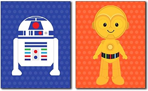 Војна на Starвездите Детски уметнички отпечатоци - Сет од 8 - Симпатични фотографии - Декална соба за деца или расадник