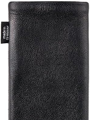 Fitbag Fusion Black/Black Custom прилагодена ракав за Nokia E55. Торбичка за мешавина од кожа Nappa/Suede со интегрирана постава за микрофибер