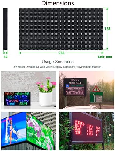 RGB целосна боја LED матрица панел 64x32 пиксели, 2048 индивидуални RGB LED диоди, прилагодлива осветленост, 4мм терен, прикажување на текст