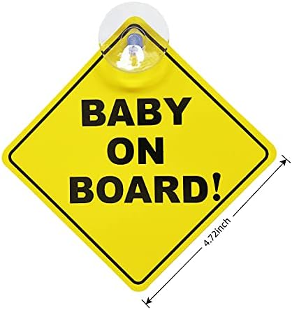 Бебе на налепница за автомобили 2 парчиња, бебе на одборот за предупредување со чаши за вшмукување, издржливи и силни без остаток