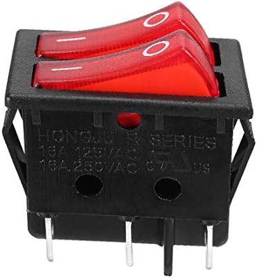 Нов LON0167 250VAC 15A/125VAC 20A RED ILLINATED DUAL SPST Вклучен/OFF Rocker Switch (220ν AS 15A/125 νAC 20A ROT BELEUCHTETER DUAL SPST ON/OFF-WIPPSCHALTER