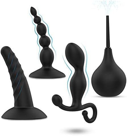 Комплет за обука на приклучоци со анален задник со сијалица за клизма, удобно долгорочно носење, силиконски анален приклучок постави секс играчки за секс играчки з