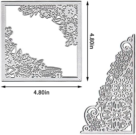 ESTIVAUX 2 парчиња пролетни цвеќиња рамка за умирање за правење картички, цветни чипка за сечење на чипка умира комплети шупливи квадратни рамки умира матрици за втисн?