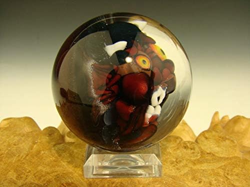 Вортекс стакленички производи уметнички стакло црвен ѓаволски мермер колекционерски необичен 3D орба сфера чудовиште божество
