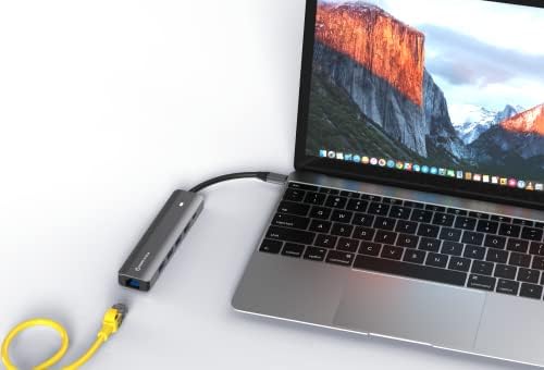 Wamba USB C Hub Multiport Адаптер, esuplytech 1-во-1 USB-C СО 4K 60Hz, 1gbps Етернет, 100w Испорака На Енергија, 3.0 5gbps Податоци Порти, За MacBook Pro, Air, iPad HP Dell Лаптопи Греј