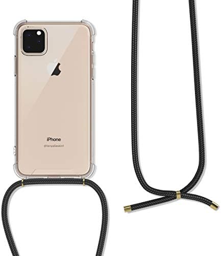 CWMobile Crossbody Case компатибилен со Apple iPhone 11 Pro Max Case - Clear TPU телефонски покритие w/лента за кабел за ленти - транспарентен/црно