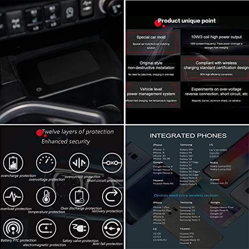 Iubole Car Car Wireless Charger Телефонски полнач Брза полнач за полнење плоча за табличка за Toyota RAV4 2017 Телефон Магнетски