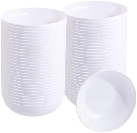 Bucla 50 пакет 12oz Бели пластични чинии што може да се опишат бели пластични чинии- Премиум тешки бели салса чинии за свадба