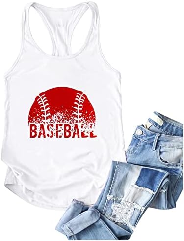 Бејзбол резервоар врвови за жени летни основни тркачки елек -елек врвни необични врвови без ракави, мускулни кошули, смешни графички резервоари за вежбање