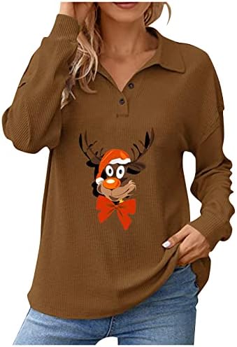 Женски лесни џемпери Божиќни печати лабави кошули, склекови за работа, алатка за жени зимски врвови