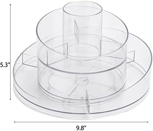 Двослоен Организатор За Шминка, Ротирачка Козметичка Витрина Од 360 Степени, Јасен Држач За Складирање На Работната Површина за Суета,