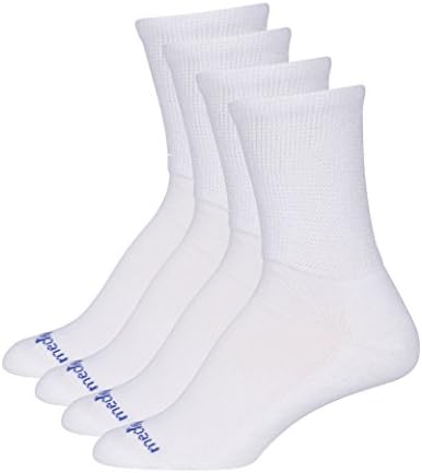 Medipeds женски дијабетичари дополнителни широки екипи чорапи со CoolMax, 4 пакувања