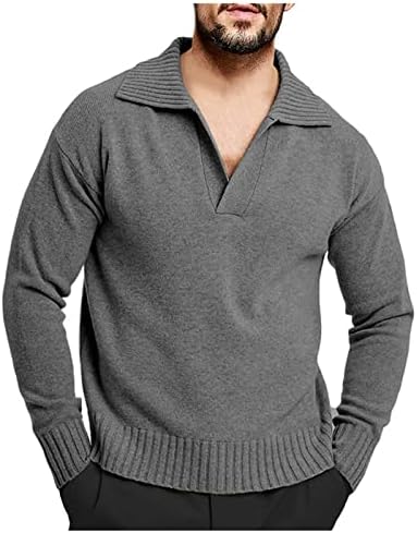 Dudubaby Mens Mock Neck Cutton Cutton Копчето искривена јака плетена пулвер цврста боја моден џемпер