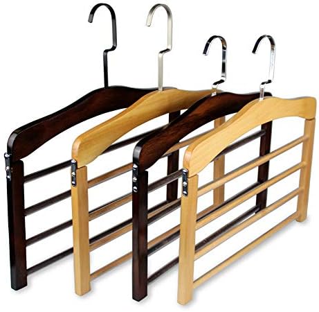 Закачалки за костуми со тестови со заклучување на 4-слој дрвени пантолони, закачалки за дрвени дрвени облеки, закачалки за заштеда